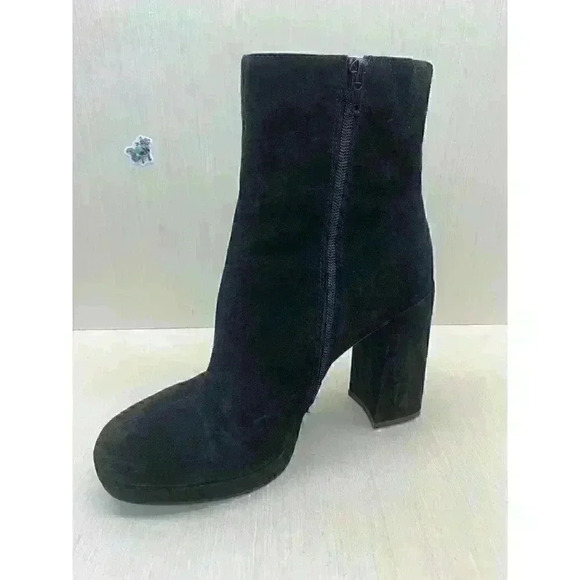 Steve Madden Main Women’s Black Suede Leather Block Heels Booties Size US 10 M - Picture 4 of 10